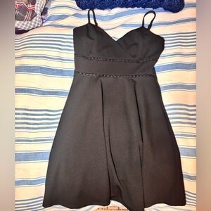 Black Spaghetti Strap V-neck Dress